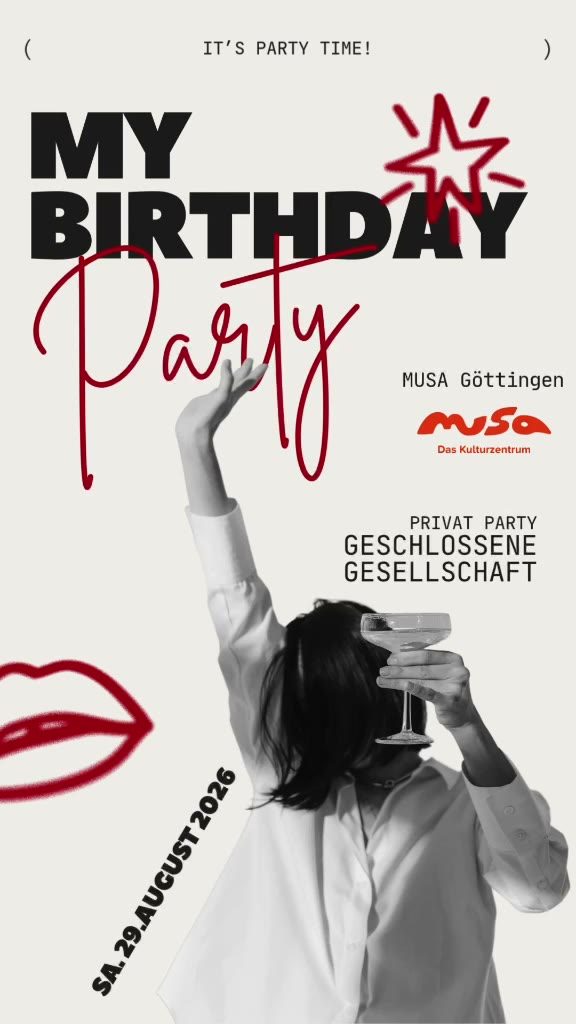 Flyer Geburtstagsfeier in der MUSA Göttingen am 29. August